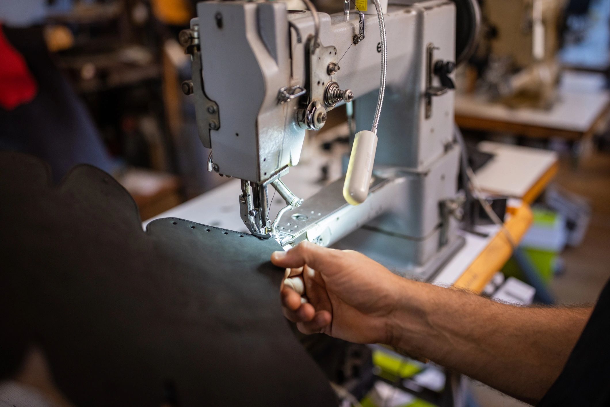 Aviation sewing machine close-up